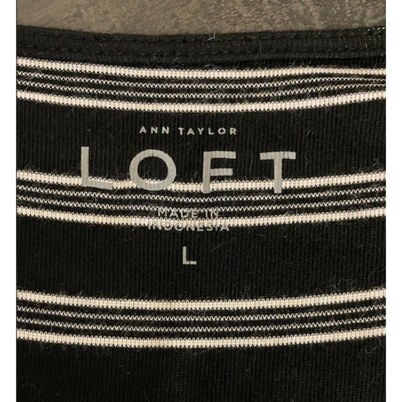 LOFT - Long Sleeve Striped Scoop Neck Rayon Tee - Sz L - Picture 3 of 4